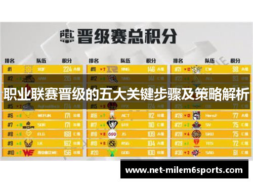 职业联赛晋级的五大关键步骤及策略解析
